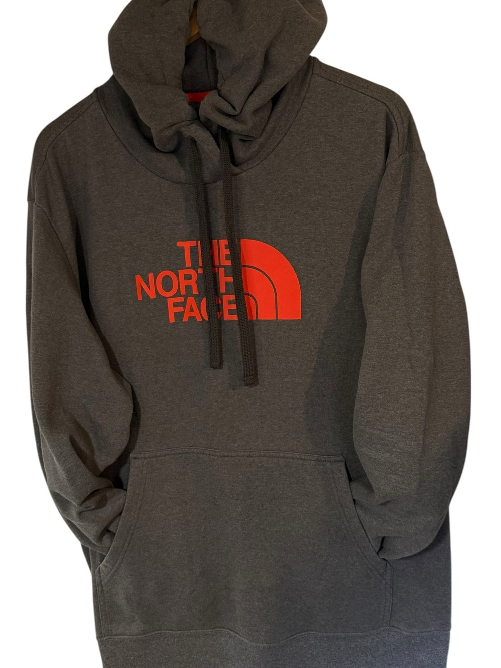 The North Face Men's Half Dome Pullover Hoodie Charcoal Gray Orange Logo XXL